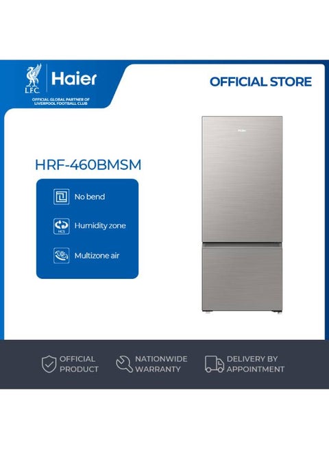 Refrigerator 2-Door , Bottom Mount, Humidity Zone, Super Cool and Super Freezer, Multi-Zone Air, TWIN-Inverter 433 Liter (Net Capacity)- SilverMetal Color - HRF-460BMSM silver