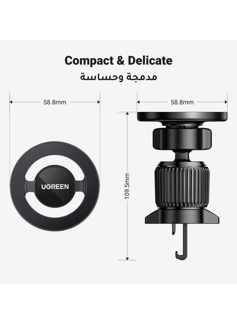 Ugreen - MagSafe Car Mount【20*N52 Magnet】Magnetic Phone Holder for Car, Air Vent Friendly Hook, Strong Magnet, One-hand Operation, 360° Rotate, for Galaxy S24 Ultra/iPhone 15 Pro Max/MagSafe Case Black - Image 1
