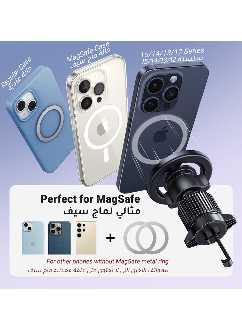 Ugreen - MagSafe Car Mount【20*N52 Magnet】Magnetic Phone Holder for Car, Air Vent Friendly Hook, Strong Magnet, One-hand Operation, 360° Rotate, for Galaxy S24 Ultra/iPhone 15 Pro Max/MagSafe Case Black - Image 1