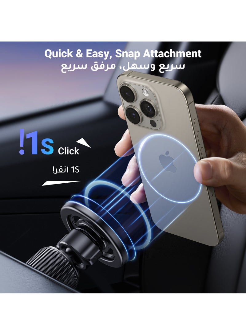 Ugreen - MagSafe Car Mount【20*N52 Magnet】Magnetic Phone Holder for Car, Air Vent Friendly Hook, Strong Magnet, One-hand Operation, 360° Rotate, for Galaxy S24 Ultra/iPhone 15 Pro Max/MagSafe Case Black - Image 1