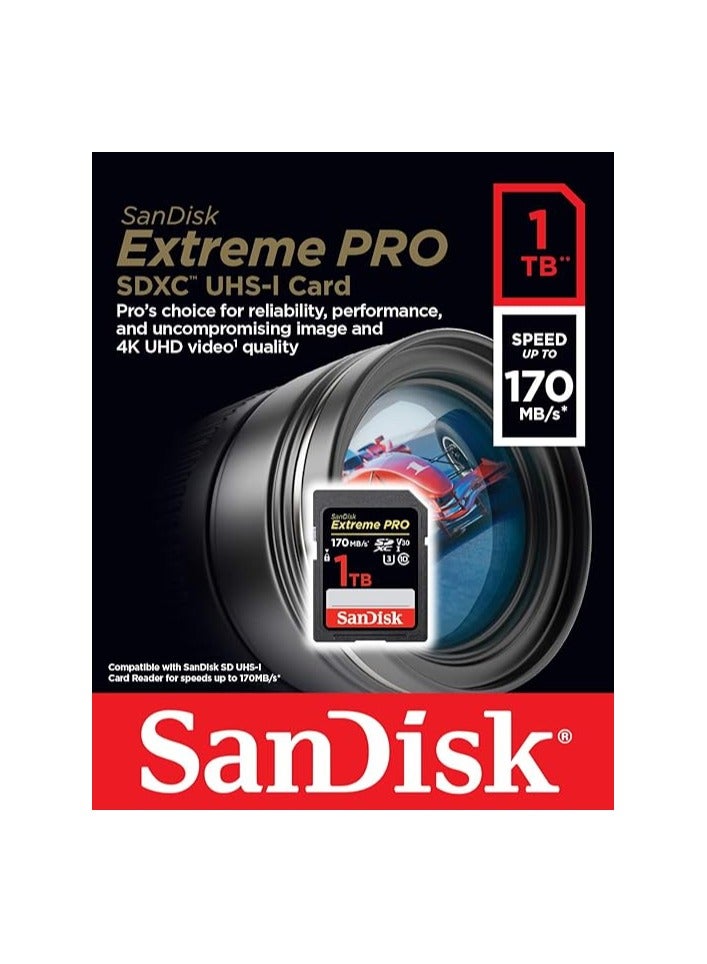سانديسك بطاقة Extreme Pro SDXC UHS-I - C10، U3، V30، 4K UHD، بطاقة SD - Sdsdxxy-1T00-Gn4In  - Image 1