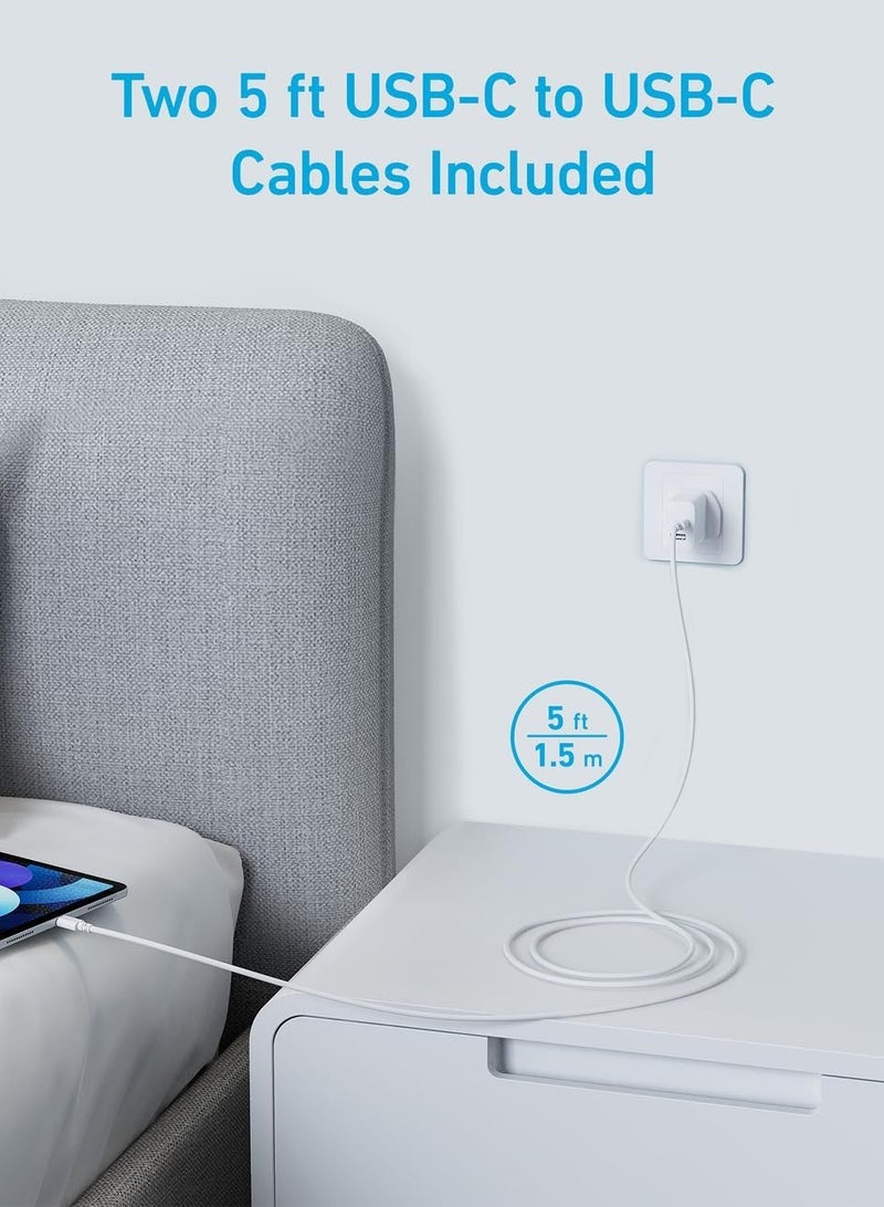 Anker USB C Charger, iPhone Charger,2-Pack 20W Dual Port USB Fast Charger Plug,Type C Charger for iPhone 16/16 Pro/16 Pro Max/15/14,iPad,AirPods,Samsung S25/S24/S23(2-Pack 5 ft USB-C Cables Included) White  - Image 3