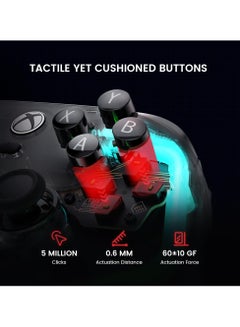 جيم سير وحدة تحكم سلكية K1 Kaleid لأجهزة Xbox Series X|S، Xbox One، Windows 10/11 وSteam، لوحة ألعاب التوصيل والتشغيل، وحدة تحكم شفافة لألعاب الفيديو مع عصي تحكم بتأثير هول/مشغل هول  - Image 4