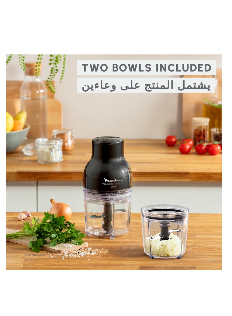 Moulinex - Multimoulinette Essential, 1 Speed, 4 S.S Blade, Additional Bowl 400ml 1.5 ml 300 W DJ520827 Black - Image 1