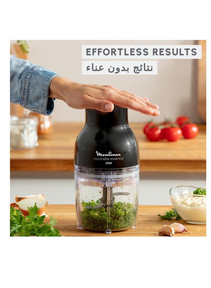Moulinex - Multimoulinette Essential, 1 Speed, 4 S.S Blade, Additional Bowl 400ml 1.5 ml 300 W DJ520827 Black - Image 1