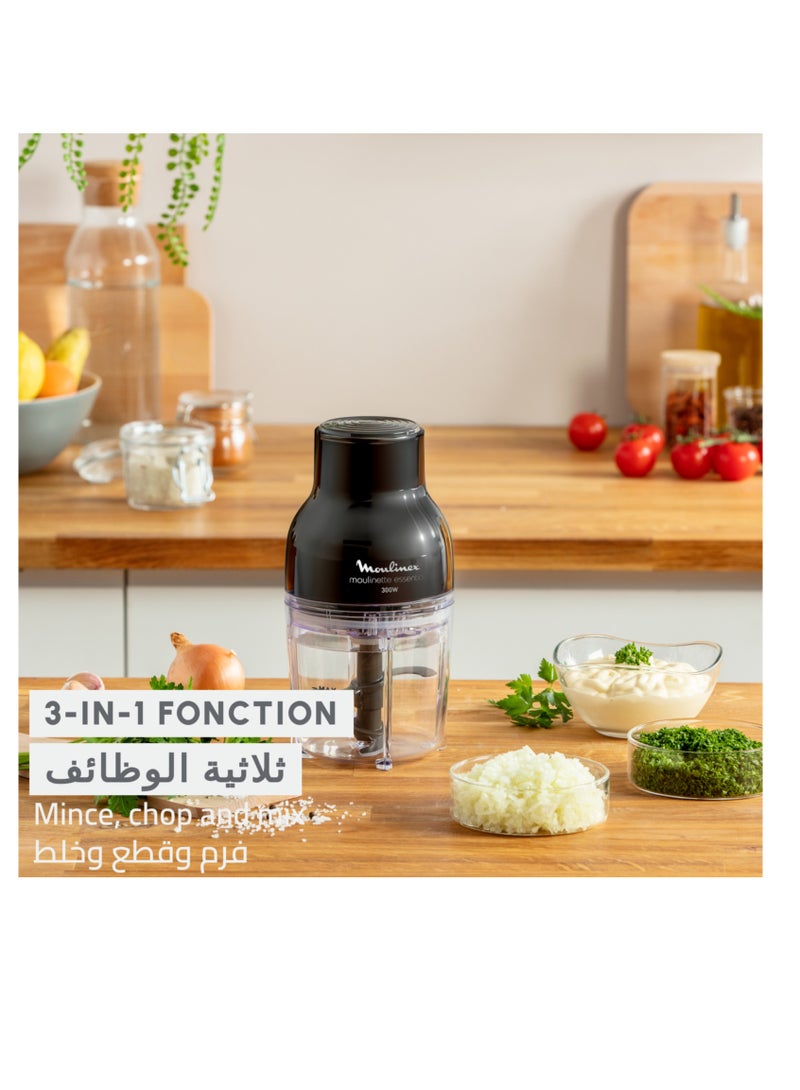 Moulinex - Multimoulinette Essential, 1 Speed, 4 S.S Blade, Additional Bowl 400ml 1.5 ml 300 W DJ520827 Black - Image 1