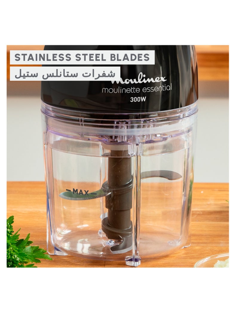 Moulinex - Multimoulinette Essential, 1 Speed, 4 S.S Blade, Additional Bowl 400ml 1.5 ml 300 W DJ520827 Black - Image 1
