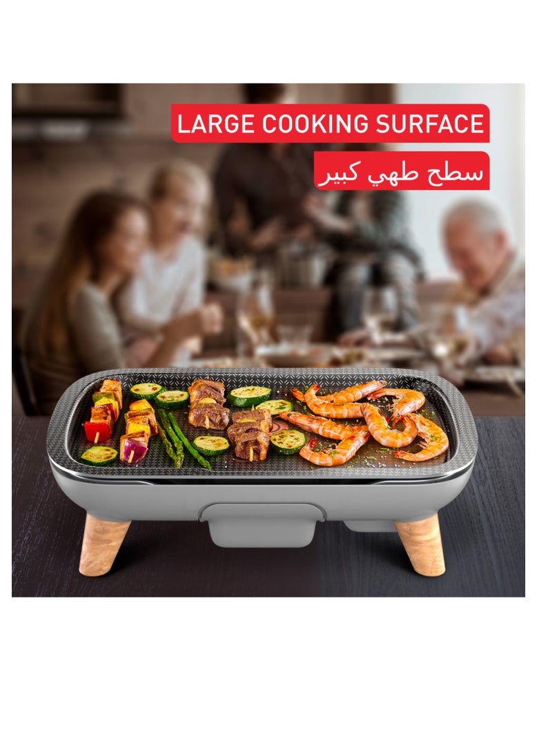 تيفال بلانشا | شواية كهربائية Des Saveurs Gourmet | طلاء غير لاصق من Titanium Force | تكفي حتى 8 أشخاص | منظم حرارة قابل للتعديل | أجزاء آمنة للغسل في غسالة الأطباق | ضمان لمدة عامين |  - Image 5