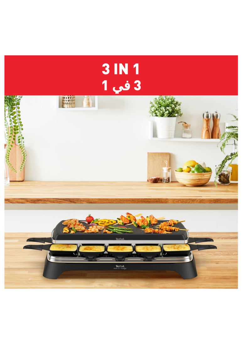 تيفال بييرايد 3 في 1 | 10 أشخاص | 3 وظائف | راكليت | شواية/بلانشا | طلاء غير لاصق | تخزين سهل | ضمان لمدة عامين |  - Image 2