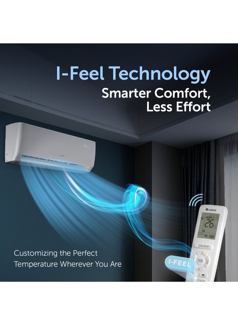 GREE 2.0 Ton Split Air Conditioner with Rotary Compressor PULAR-R24C3 | 3D Air Flow | WIFI | Turbo Mode | I-Feel Function | Gold Fin | FREE Installation And 5 Years Full Warranty + 5 Years Spare Parts PULAR-R24C3 White  - Image 4