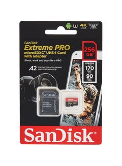 Extreme Pro Microsdxc Memory Card + Sd Adapter With A2 App Performance Up To 170 Mb/S, Class 10, U3, V30 256 GB