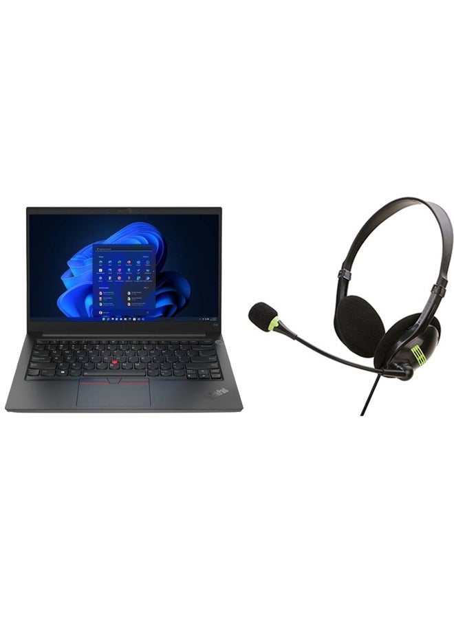 Lenovo ThinkPad E14 Laptop With 15.6-inch Full HD Display, Core i7-1255U Processor/32GB RAM/1TB SSD/Windows 11/Intel Iris Xe Graphics + USB Gaming Headset For Laptop Computer PC English/Arabic Black  - Image 1