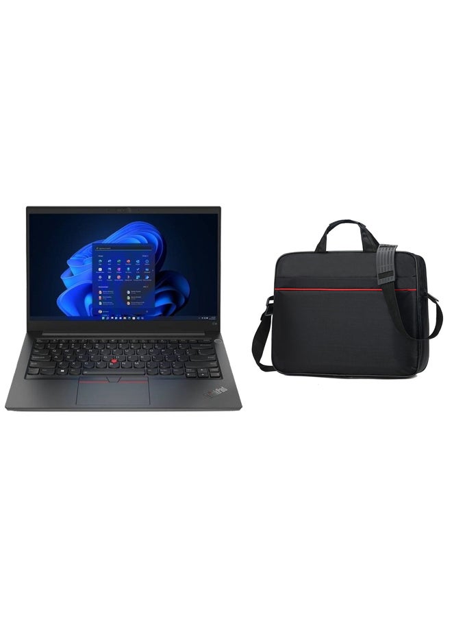 Lenovo ThinkPad E14 Laptop With 15.6-inch Full HD Display, Core i7-1255U Processor/32GB RAM/1TB SSD/Windows 11/Intel Iris Xe Graphics +Laptop Bag with Multi Compartment 15.6" Travel Briefcase English/Arabic Black - Image 1