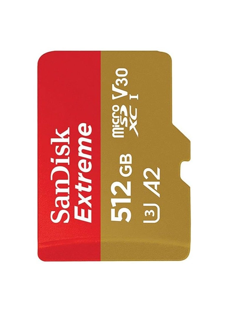 Sandisk - Extreme microSDXC card + SD adapter + RescuePRO Deluxe, up to 190MB/s, with A2 App Performance, UHS I, Class 10, U3, V30, Black 512 GB - Image 1