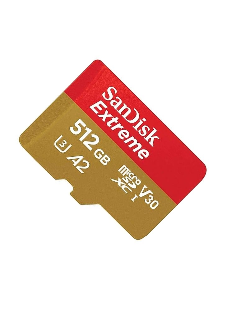 Sandisk - Extreme microSDXC card + SD adapter + RescuePRO Deluxe, up to 190MB/s, with A2 App Performance, UHS I, Class 10, U3, V30, Black 512 GB - Image 1