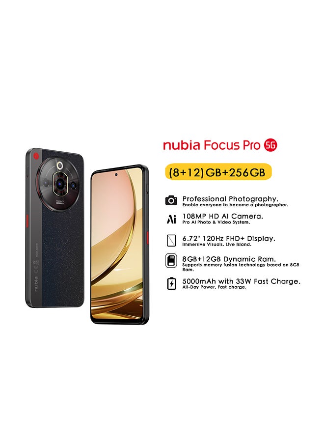 nubia Focus Pro Dual Sim Classic Black 8GB+12GB RAM 256GB 5G - Middle East Version  - Image 1