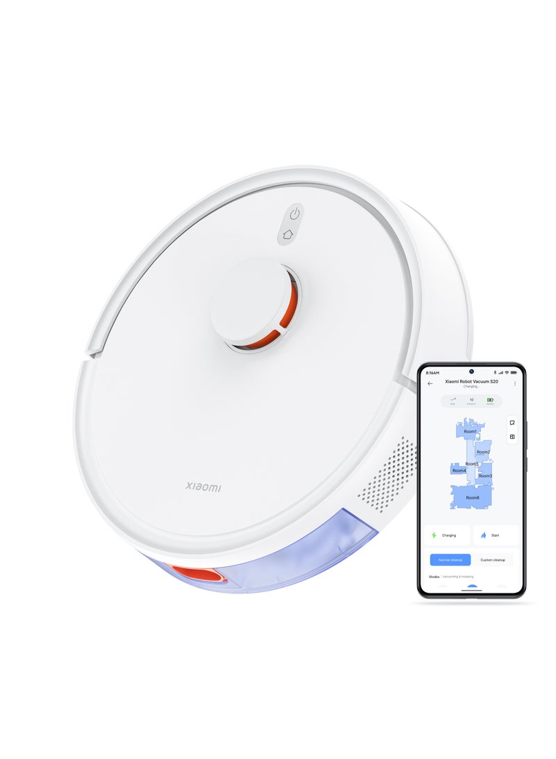 Robot Vacuum S20 | 3200mAh Nominal Battery Capacity | 5000Pa Suction Fan | 400ml Dustbin And 270ml Water Tankl | Supports Mi Home/Alexa/Google App | 270 ml 45 W BHR8629EU | BHR8645GB | BHR8647US | D106 White - pnsku/N70098159V/45/_/1722668525/8a21afa7-ff9e-469e-bcb3-4b5ba6a2d8f7