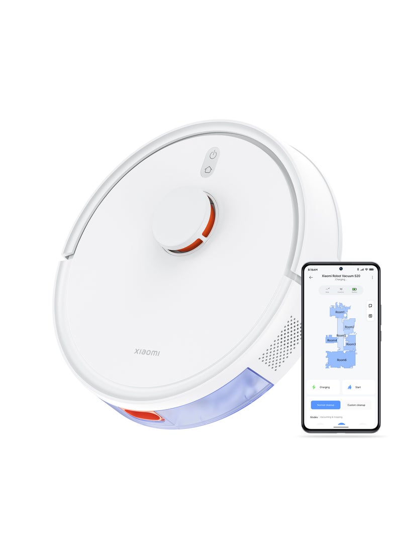 Xiaomi - Robot Vacuum S20 | 3200mAh Nominal Battery Capacity | 5000Pa Suction Fan | 400ml Dustbin And 270ml Water Tankl | Supports Mi Home/Alexa/Google App | 270 ml 45 W BHR8629EU | BHR8645GB | BHR8647US | D106 White - Image 1