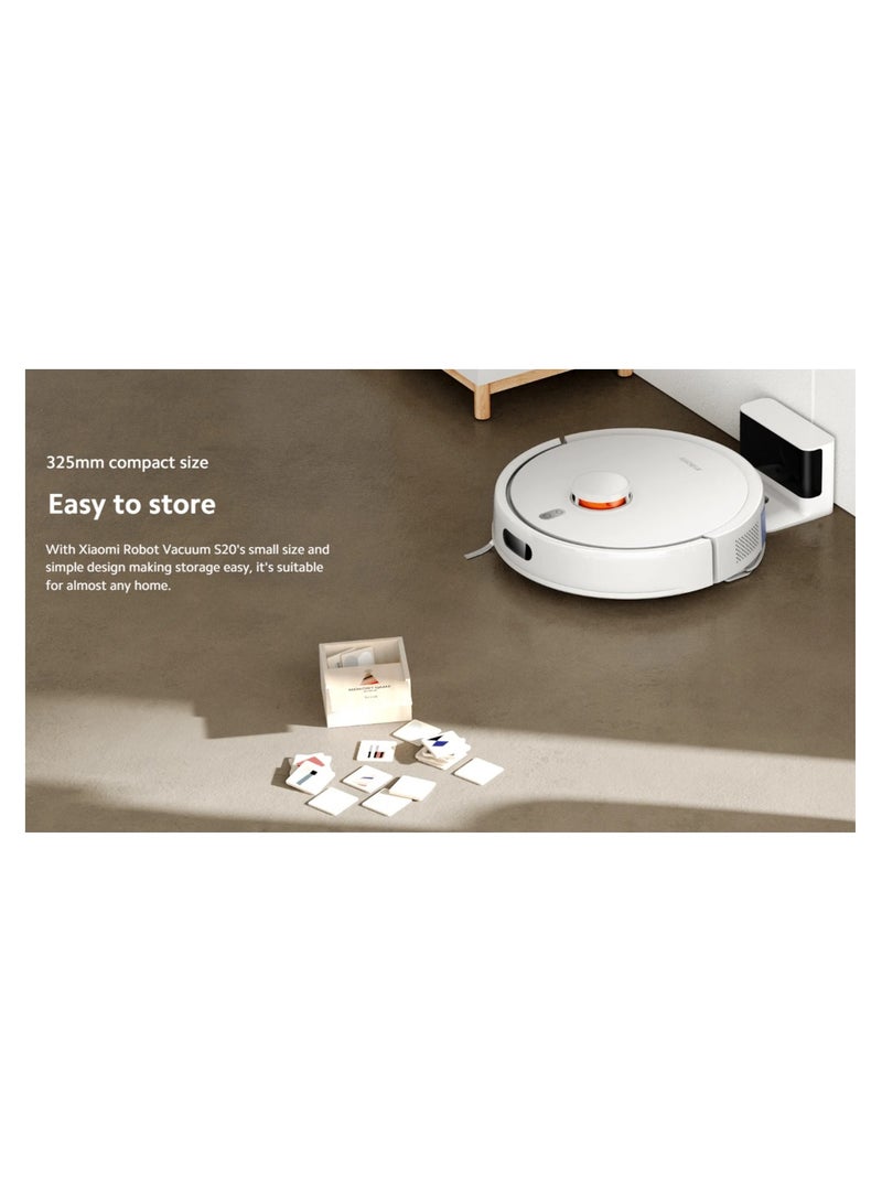 Xiaomi - Robot Vacuum S20 | 3200mAh Nominal Battery Capacity | 5000Pa Suction Fan | 400ml Dustbin And 270ml Water Tankl | Supports Mi Home/Alexa/Google App | 270 ml 45 W BHR8629EU | BHR8645GB | BHR8647US | D106 White - Image 1