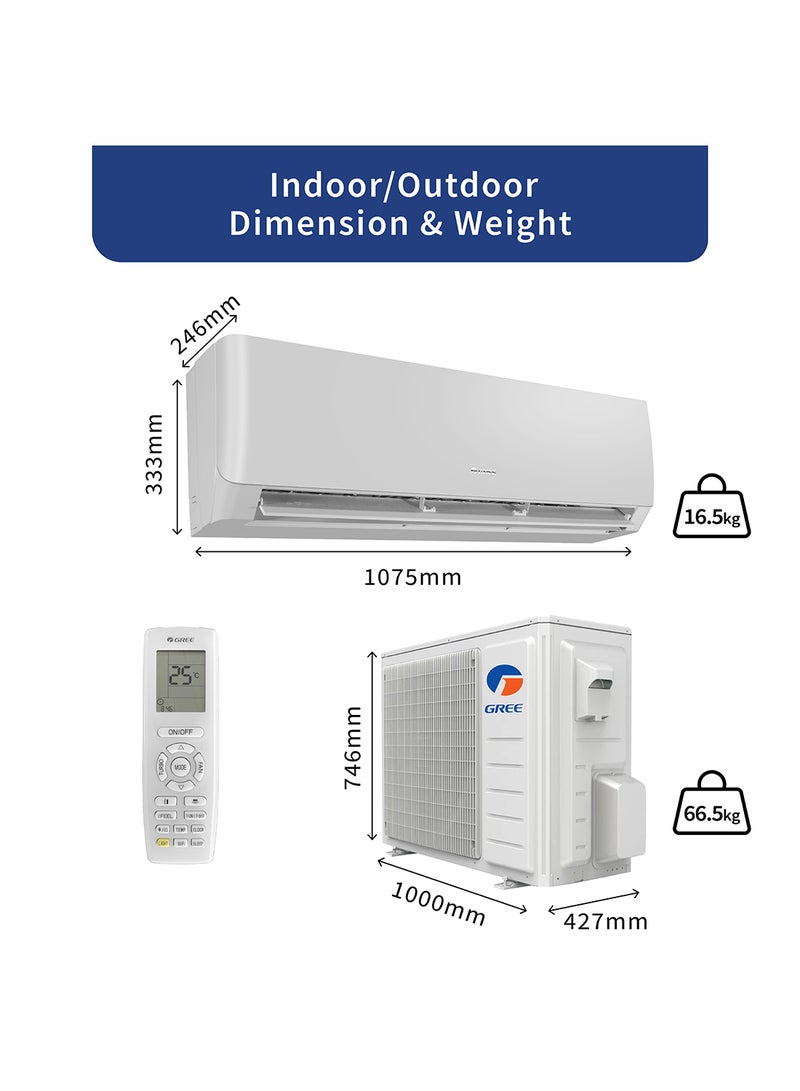 GREE - Split Air Conditioner 2.5 Ton - Wifi Enabled - Rotary Compressor, R410A - 10 Years Full Parts Warranty PULAR-R30C3 White - Image 1