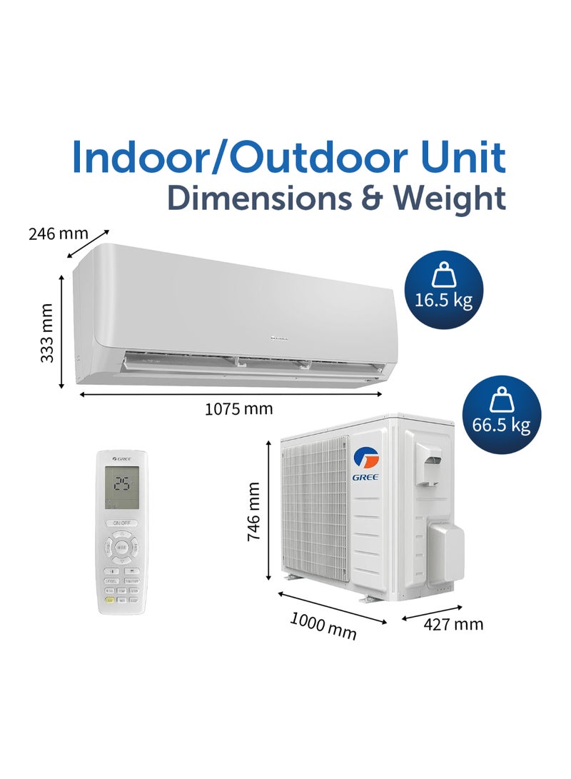 GREE - 2.5 Ton Split Air Conditioner with Rotary Compressor PULAR-R30C3 | 3D Air Flow | WIFI | Turbo Mode | I-Feel Function | Gold Fin | FREE Installation And 5 Years Full Warranty + 5 Years Spare Parts PULAR-R30C3 White - Image 1