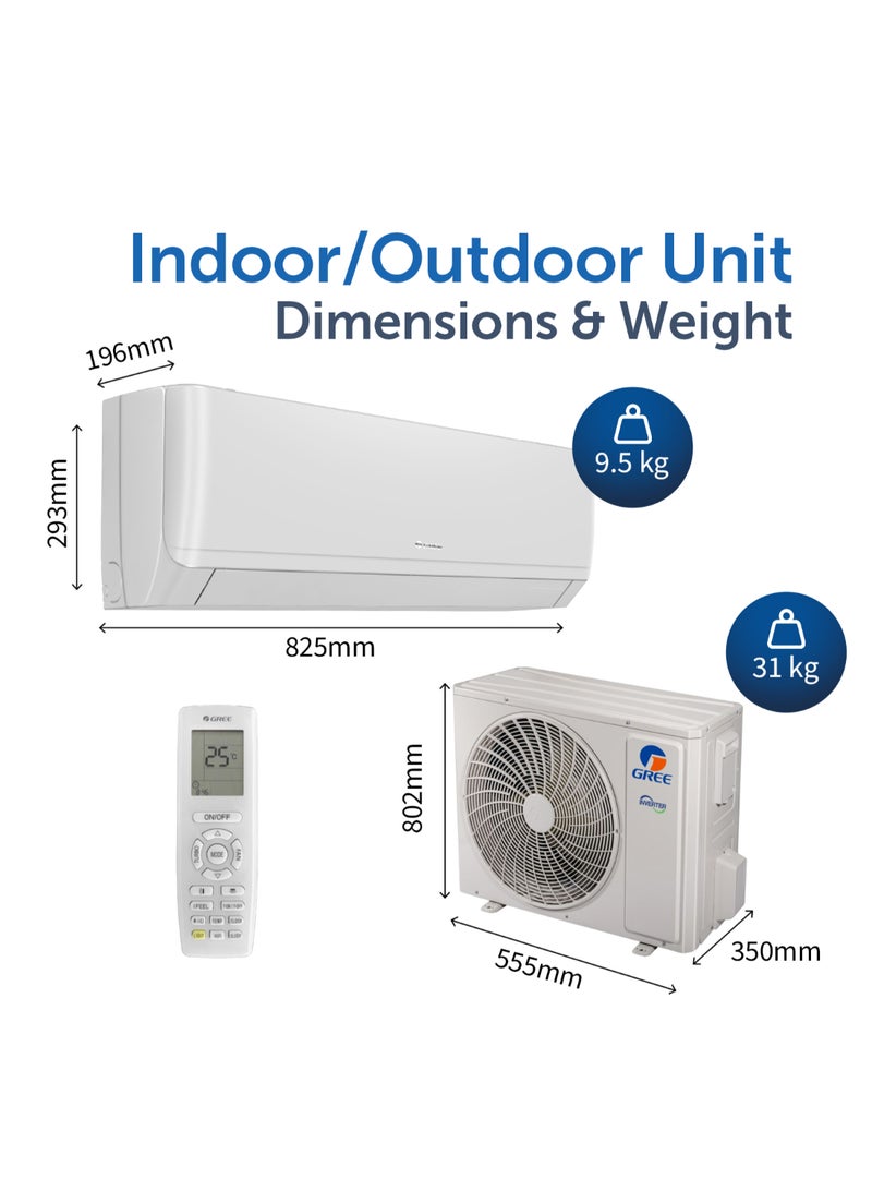 GREE - 1.0 Ton Split Air Conditioner – iSAVE PLUS-12C3 | Inverter Compressor | Wi-Fi Enabled | R410A Refrigerant | 3D Airflow | FREE Installation And 5 Years Full Warranty + 5 Years Spare Parts iSAVE PLUS-12C3 White - Image 1