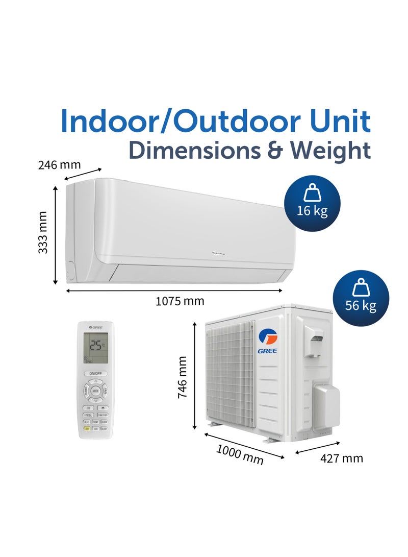 GREE - 2.5 Ton Split Air Conditioner – iSAVE PLUS-30C3 | Inverter Compressor | Wi-Fi Enabled | R410A Refrigerant | 3D Airflow | FREE Installation And 5 Years Full Warranty + 5 Years Spare Parts iSAVE PLUS-30C3 White - Image 1