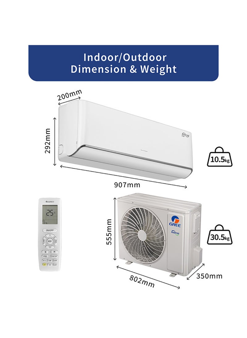 GREE - Split Air Conditioner 1.0 Ton - Wifi Enabled - Inverter Compressor, R32 - 10 Years Full Parts Warranty iAiry32-12C3 White - Image 1