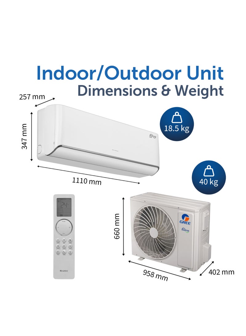 GREE - 2.0 Ton Split Air Conditioner iAiry32-24C3| G-Ai Energy Saving | G-Boost Inverter | Plasma Purification | Wi-Fi Smart Control | FREE Installation And 5 Years Full Warranty + 5 Years Spare Parts iAiry32-24C3 White - Image 1