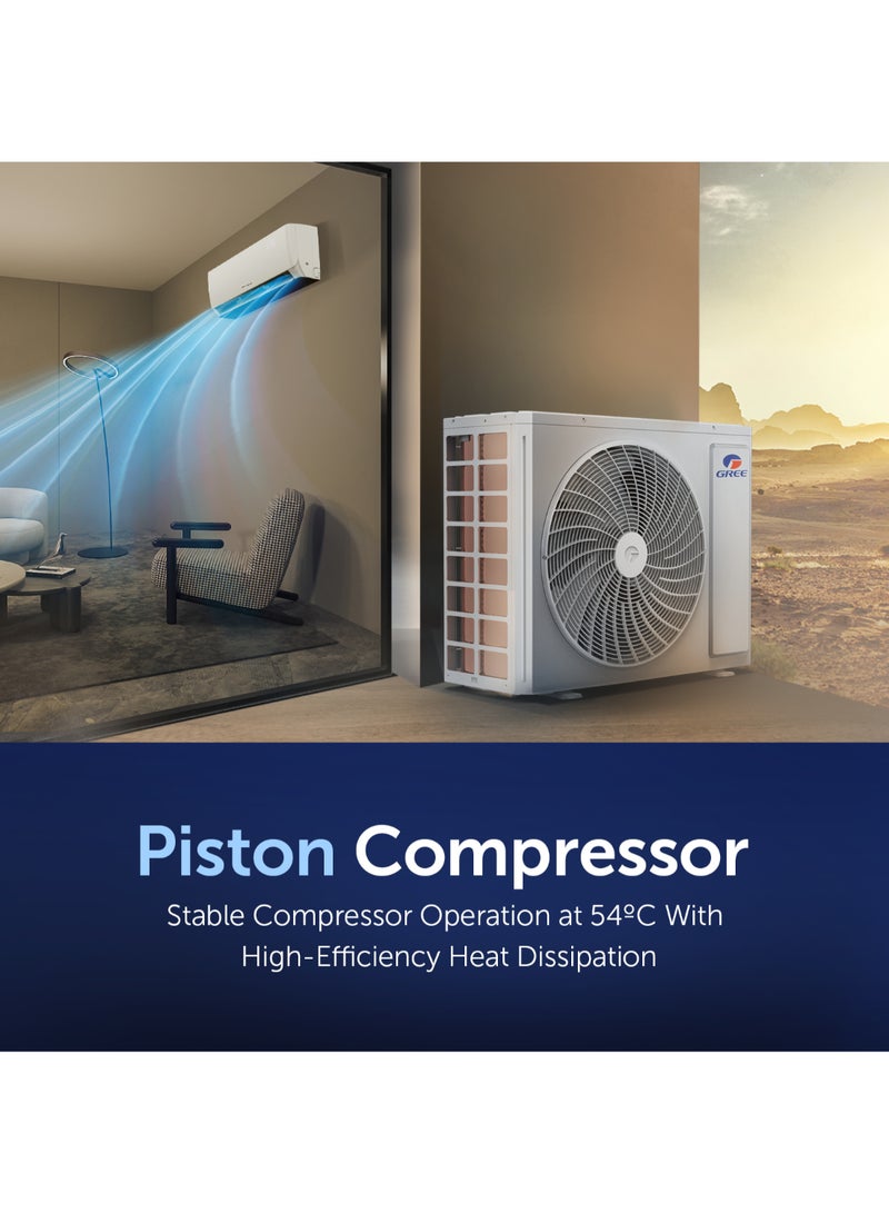 GREE - 2.5 Ton Split Air Conditioner with Piston Compressor Lomo-P32C3 | R410A | 3D Air Flow | Turbo Mode | I-Feel Function | Gold Fin | FREE Installation And 5 Years Full Warranty + 5 Years Spare Parts Lomo-P32C3 White - Image 1