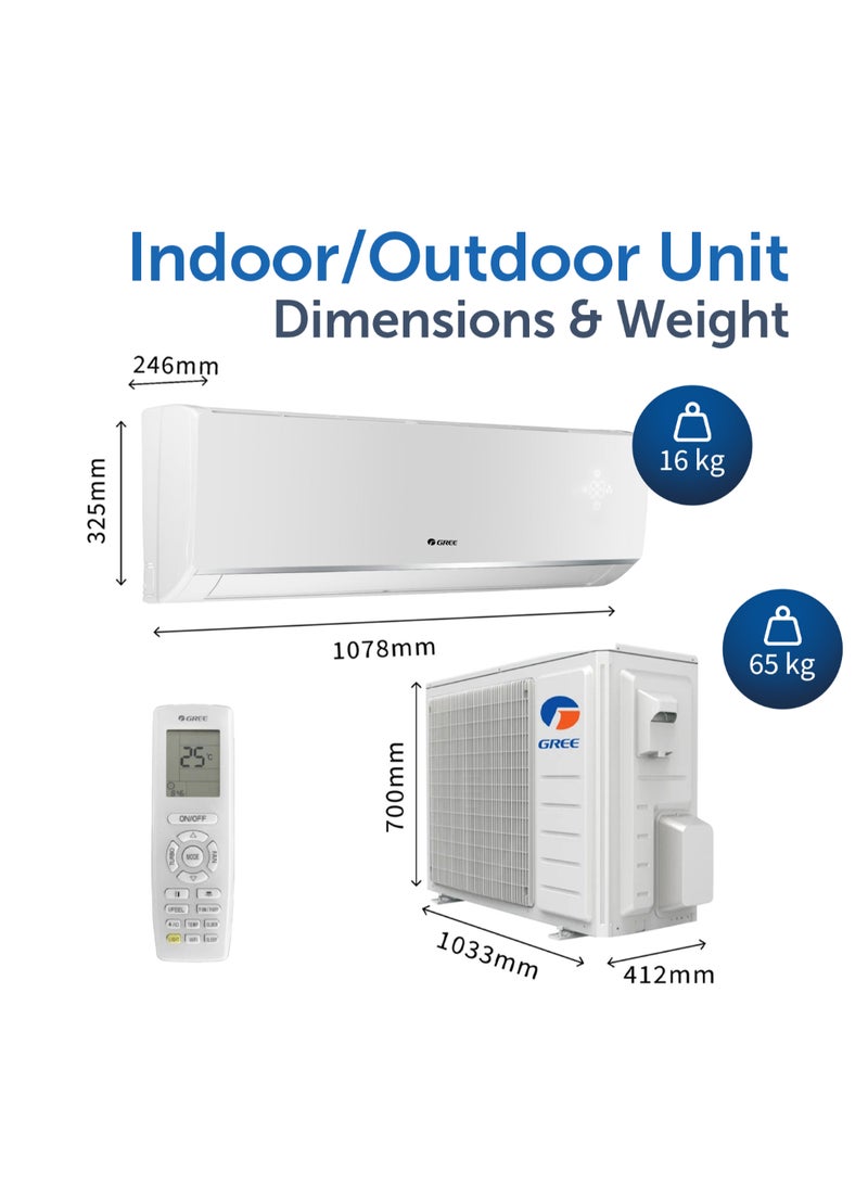 GREE - 2.5 Ton Split Air Conditioner with Piston Compressor Lomo-P32C3 | R410A | 3D Air Flow | Turbo Mode | I-Feel Function | Gold Fin | FREE Installation And 5 Years Full Warranty + 5 Years Spare Parts Lomo-P32C3 White - Image 1