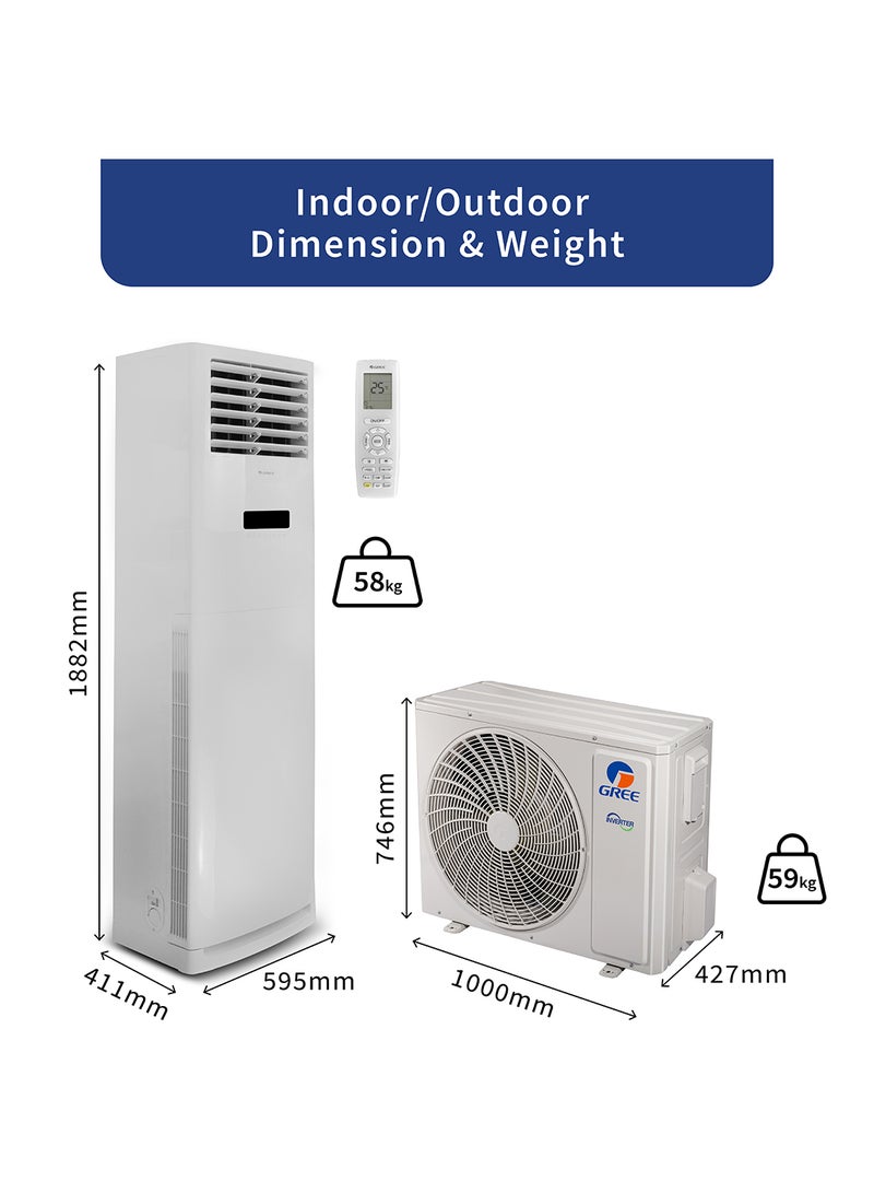 GREE - Free Standing Air Conditioner iFLOWIND-36C3 | 3.0 Ton | Inverter Compressor | R410A | Wi-Fi Smart Control | 3D Air Flow | Gold Fin | Child Lock | 1 Year Full Warranty + 5 Years Spare Parts iFLOWIND-36C3 White - Image 1
