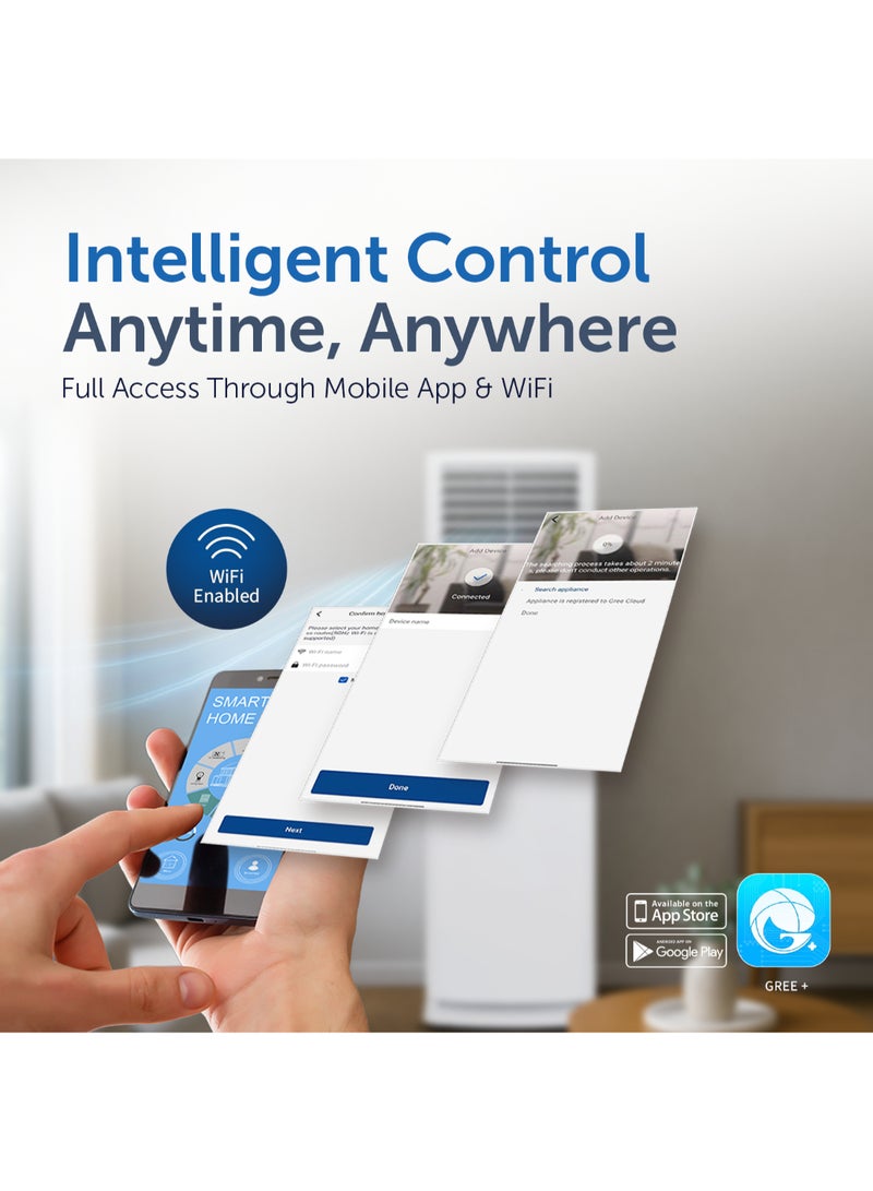 GREE - Free Standing Air Conditioner iFLOWIND-60C3 | 5.0 Ton | Inverter Compressor | R410A | Wi-Fi Smart Control | 3D Air Flow | Gold Fin | Child Lock | 1 Year Full Warranty + 5 Years Spare Parts iFLOWIND-60C3 White - Image 1