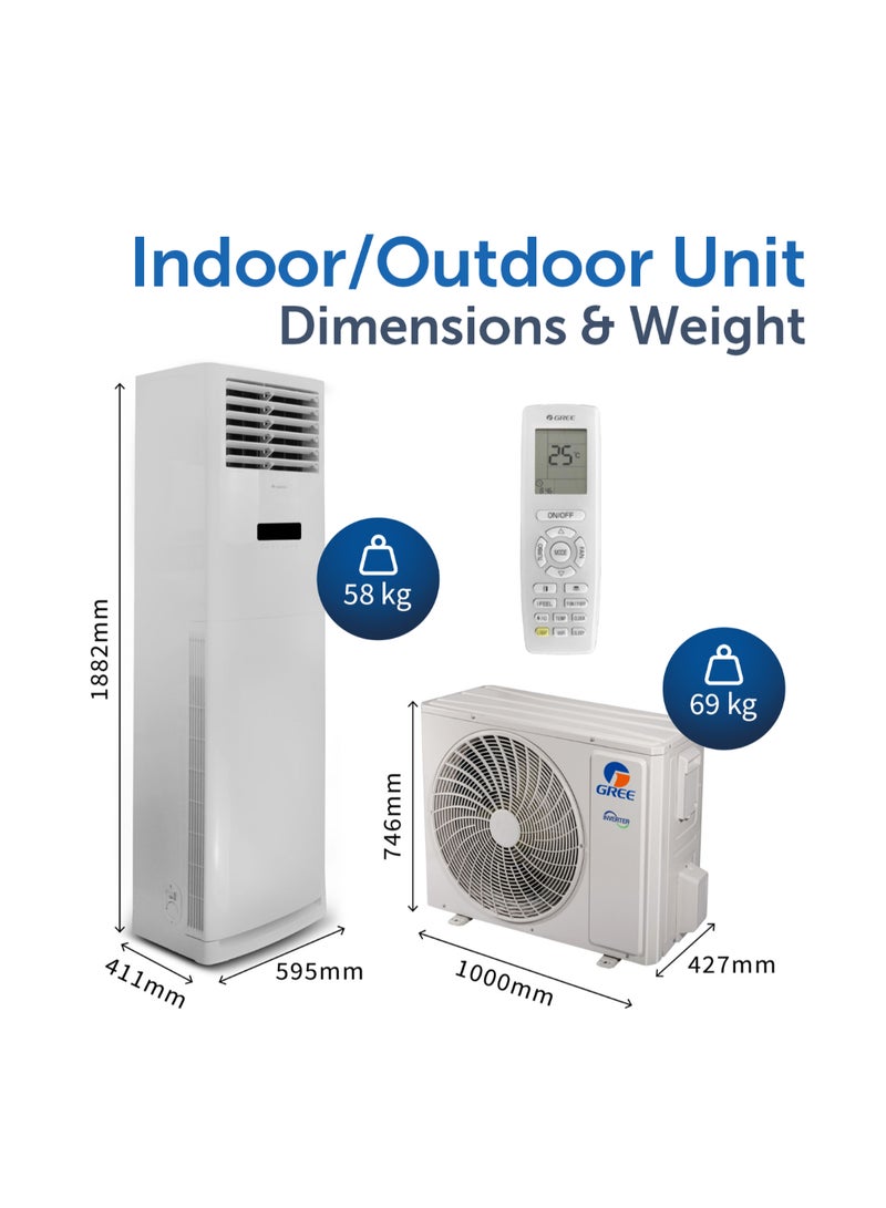 GREE - Free Standing Air Conditioner iFLOWIND-60C3 | 5.0 Ton | Inverter Compressor | R410A | Wi-Fi Smart Control | 3D Air Flow | Gold Fin | Child Lock | 1 Year Full Warranty + 5 Years Spare Parts iFLOWIND-60C3 White - Image 1