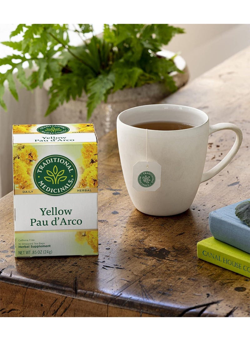 Traditional Medicinals Yellow Pau D'Arco Tea Bags Sweetly Floral, Earthy And Smooth Promotes Everyday Wellness Herbal Supplement 16 Tea Bags 24G  - Image 5