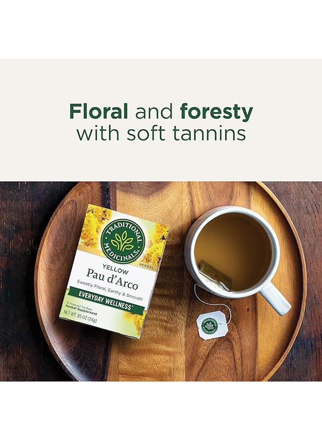 Traditional Medicinals Yellow Pau D'Arco Tea Bags Sweetly Floral, Earthy And Smooth Promotes Everyday Wellness Herbal Supplement 16 Tea Bags 24G  - Image 3