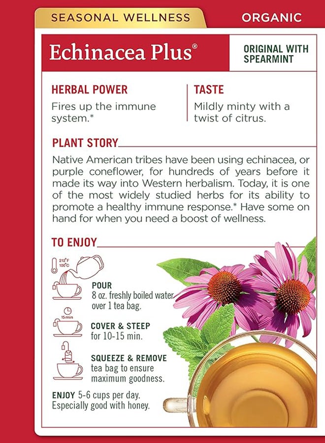 Traditional Medicinals Organic Echinacea Plus Tea Bags Original With Spearmint Promotes Immune Function Caffeine Free 16 Tea Bags 24G  - Image 3