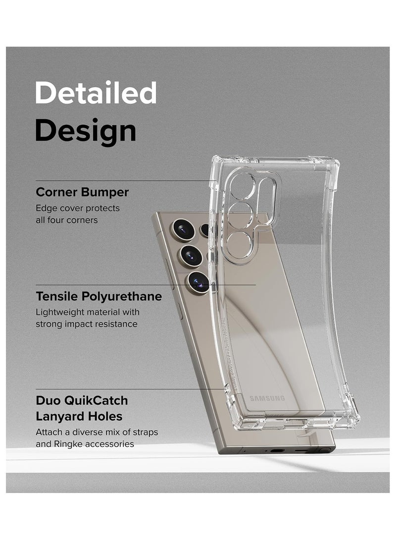 Air Bumper [Cushioning On All Four Corners] Compatible With Samsung Galaxy S24 Ultra Case, Cover For Women, Men, Transparent Reinforced Bumper Case - Clear