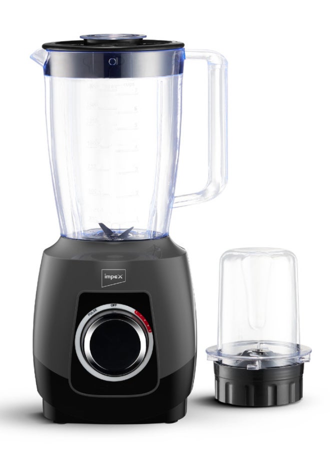 Impex 2-in-1 Blender 650W (BL3501A) | Powerful Motor with Grinder Jar | 1.8L Capacity | 6 Stainless Steel Blades | 2 Speeds + Pulse Control | Safety Switch & Overheat Protection | 2-Year Warranty 1.8 L 650 W BL 3501A Black - Image 2