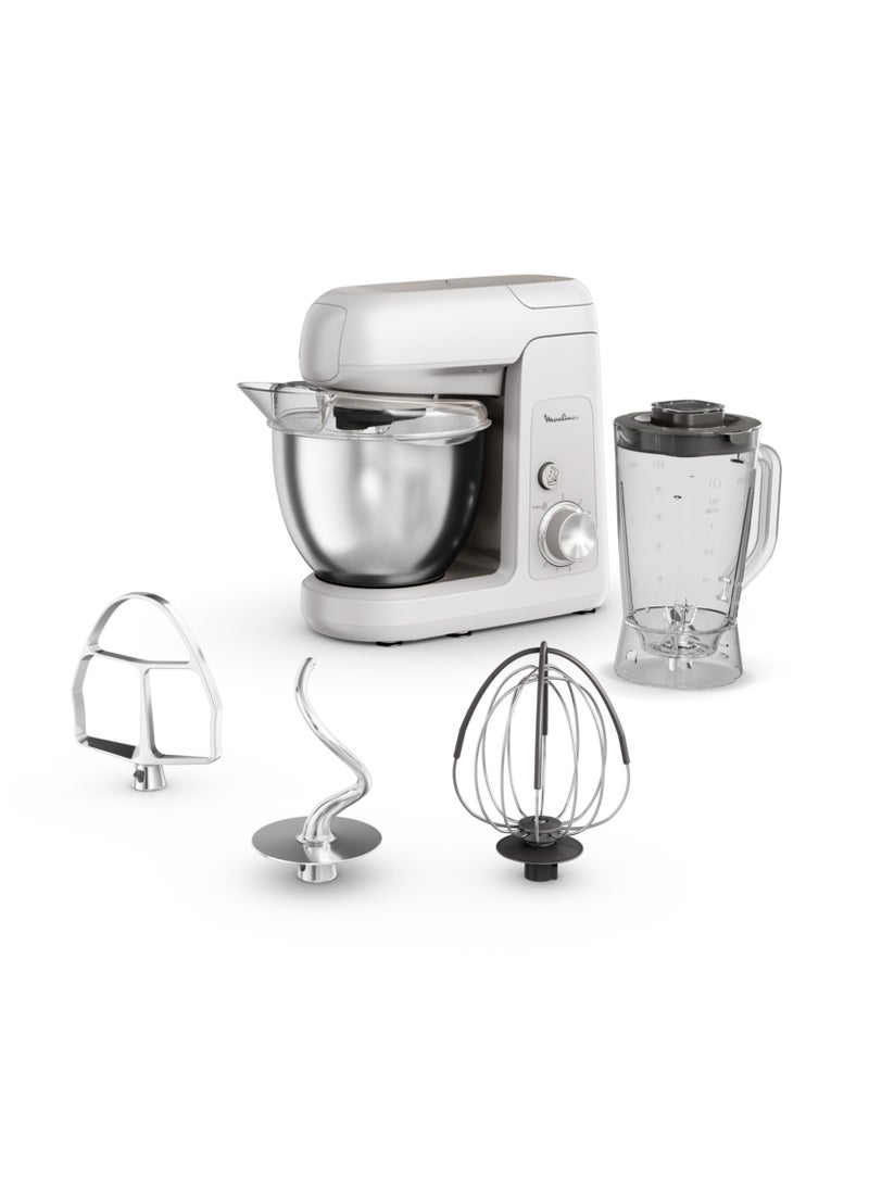 Moulinex Kitchen Machine | Bake Partner 4.6 L Stand Mixer | 1100 W | BakeGood Accessory Kit | Planetary Movement | Durable Performance | 2 Years Warranty | 1100 W QA521B27 White  - Image 1