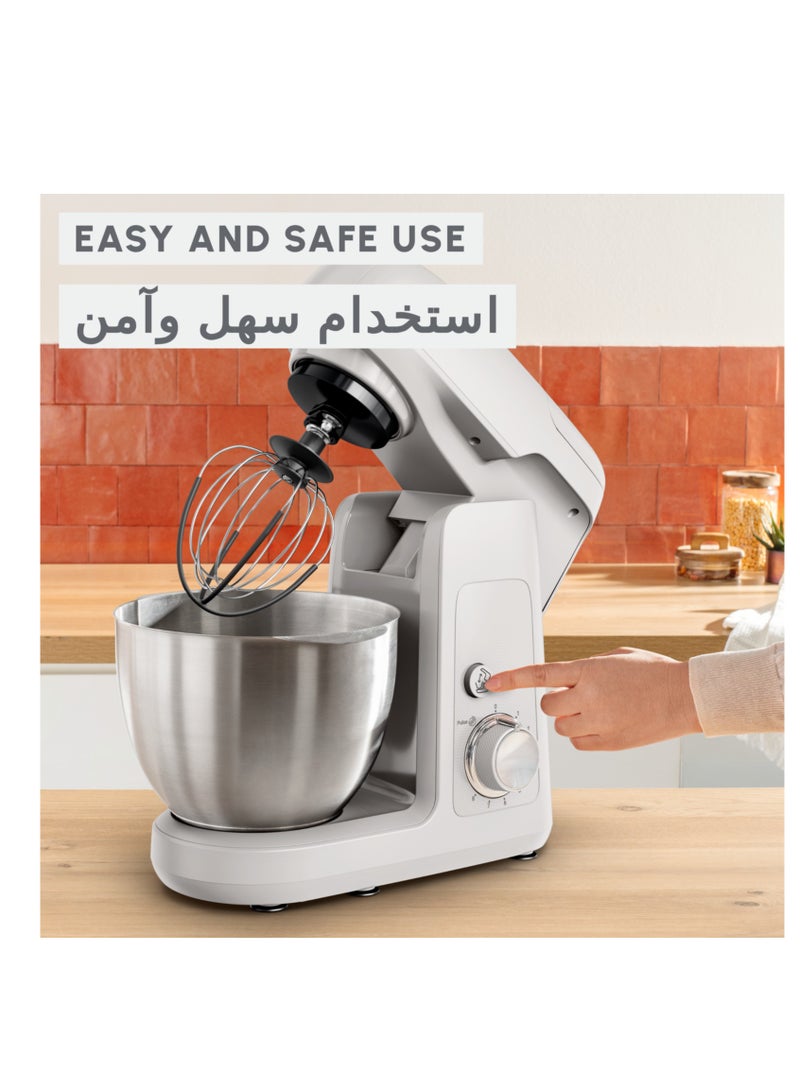 Moulinex Kitchen Machine | Bake Partner 4.6 L Stand Mixer | 1100 W | BakeGood Accessory Kit | Planetary Movement | Durable Performance | 2 Years Warranty | 1100 W QA521B27 White  - Image 2