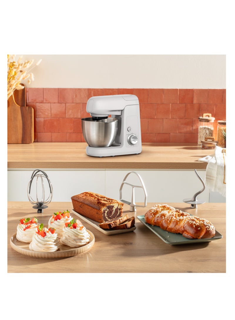 Moulinex - Kitchen Machine | Bake Partner 4.6 L Stand Mixer | 1100 W | BakeGood Accessory Kit | Planetary Movement | Durable Performance | 2 Years Warranty | 1100 W QA521B27 White - Image 1