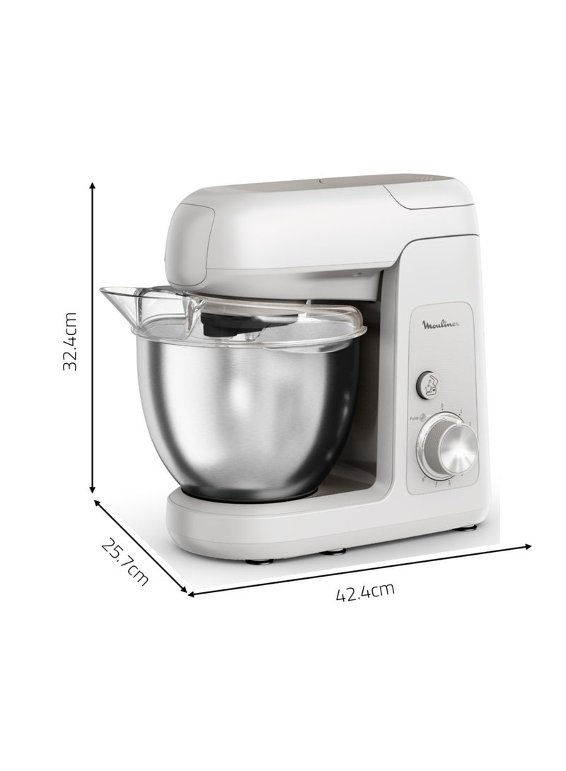 Moulinex - Kitchen Machine | Bake Partner 4.6 L Stand Mixer | 1100 W | BakeGood Accessory Kit | Planetary Movement | Durable Performance | 2 Years Warranty | 1100 W QA521B27 White - Image 1