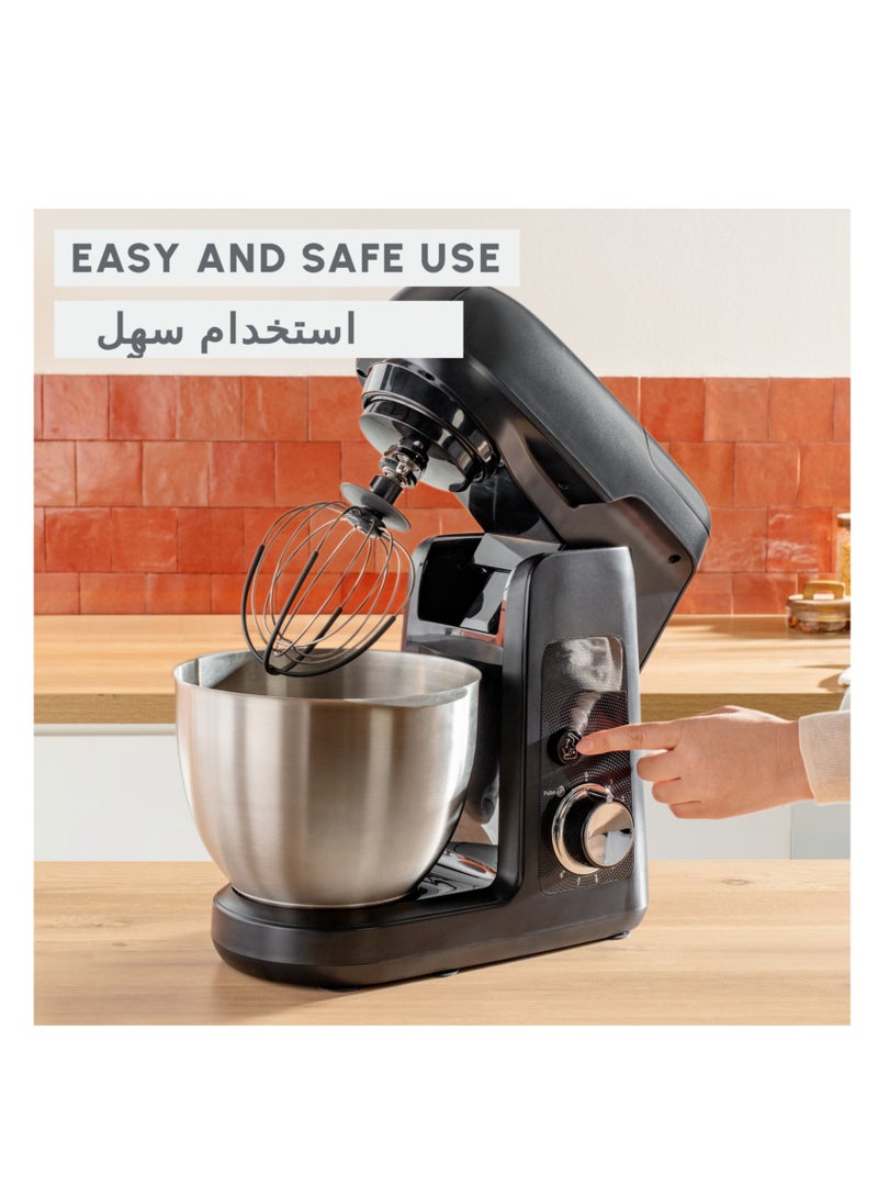 Moulinex Bake Partner, S.S Bowl, Blender- Mini Chopper- Shredder- Meat Mincer, 8 Speed + Pulse 1100 W QA525827 Black  - Image 2