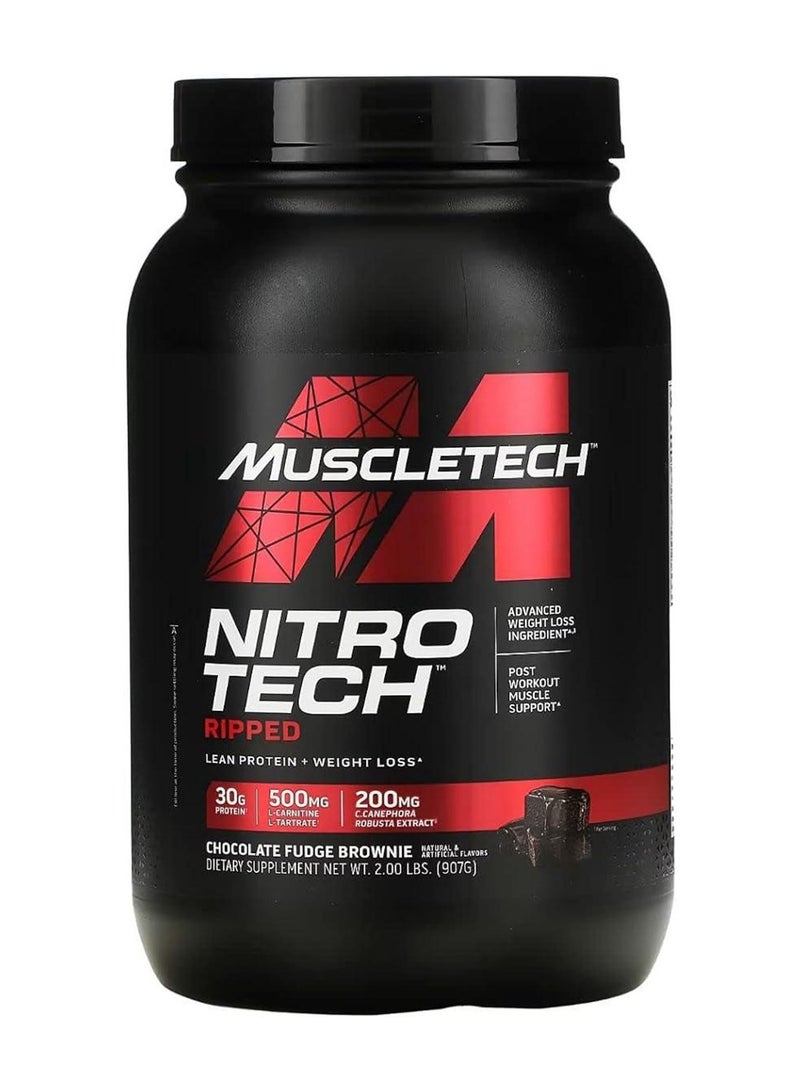 ماسل تيك بروتين براوني فادج الشوكولاتة من MuscleTech Nitro Tech Ripped 2 رطل أمريكي (RB) 