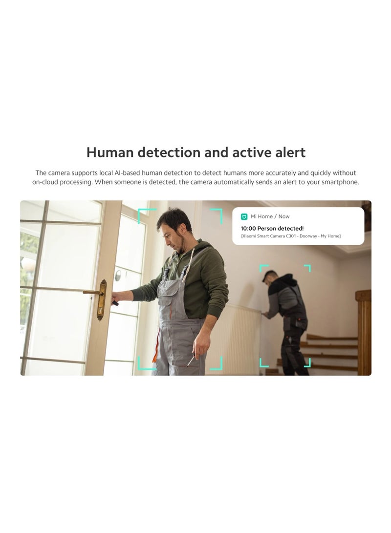 Xiaomi - Smart Camera C301 | 3MP with 2K Image Quality | MJA1 Security Chip | Voice Control | 8GB to 256GB microSD Supported | Cloud Storage - Image 1