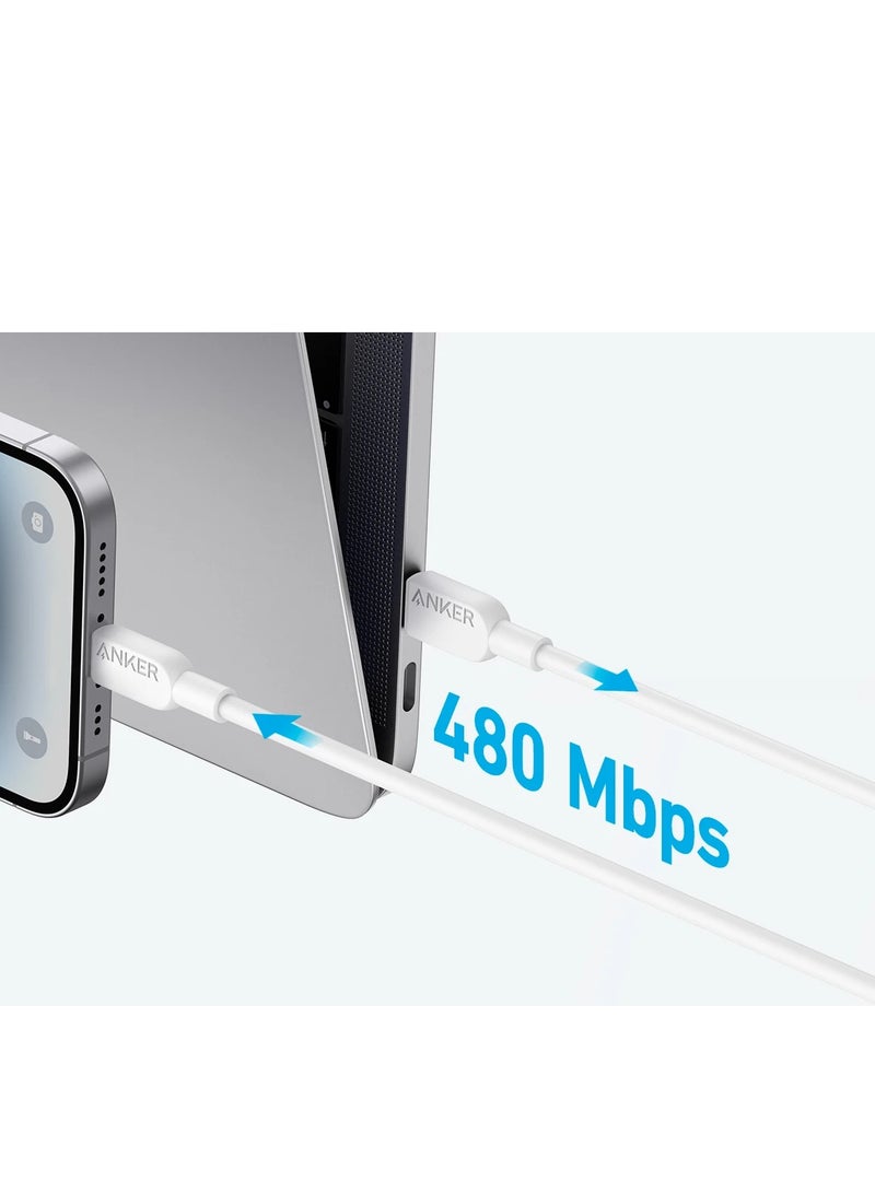 آنكر - كابل Anker 310 USB-C إلى Lightning بقوة 60 واط TPE - أبيض - Image 1