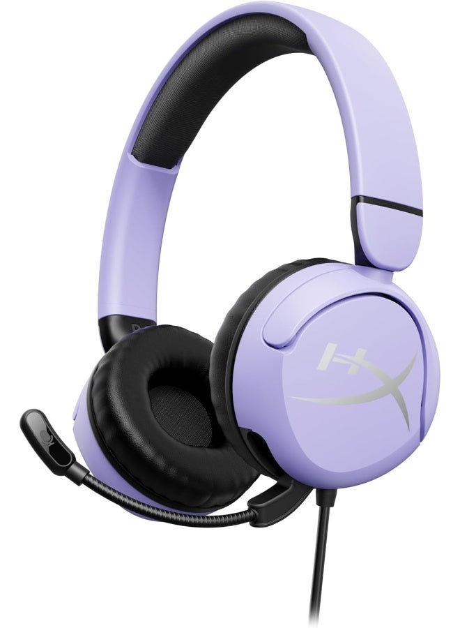 HYPERX Cloud Mini Wired Gaming Headset, Volume level below 85dB, Immersive audio, Durable tuck-away boom mic, Lightweight comfort, Works With PC, Nintendo Switch, PlayStation, Steam Deck, Xbox, mobile, Chromebook, Lavender | 7G8F5AA - Image 1