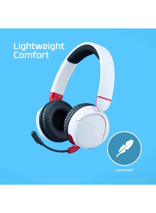 HYPERX - Cloud Mini - Wireless Gaming Headset, Volume level below 85dB, Immersive audio, Durable tuck-away boom mic, Lightweight comfort, Works With PC, Nintendo Switch, PlayStation, Steam Deck, Xbox, mobile, Chromebook, White | 7G8F2AA - Image 1