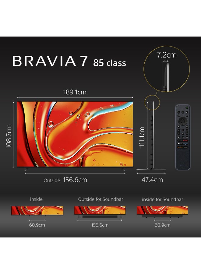 Sony 85 Inch BRAVIA 7 4k Smart TV HDR XR Processor 120Hz K-85XR70 Black - Image 5